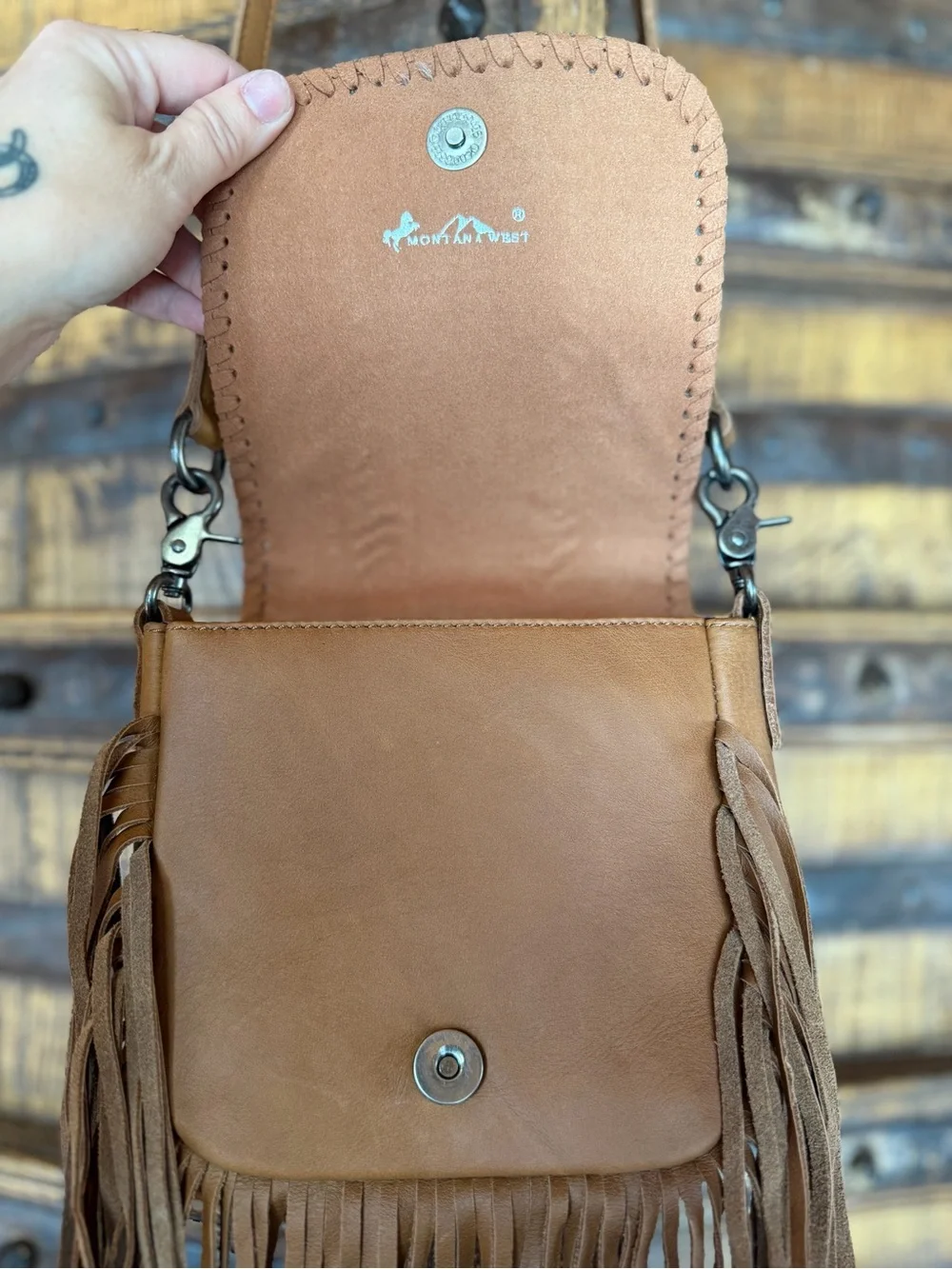 Montana West Fringe and Cowhide Crossbody Bag